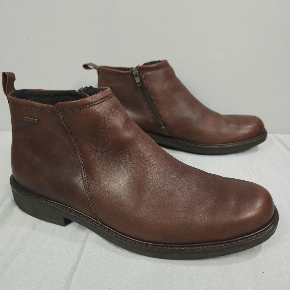 Ecco Holton Chelsea Boots Men 43 US 9 - 9.5 Brown Leather Mid Side Zip GTX